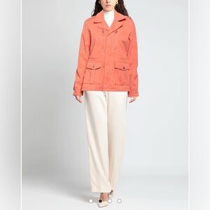 NWT Desigual Amar eco-leather jacket in coral/salmon color size S